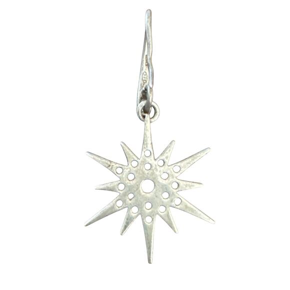 Vtg Italy 926 Silver Dangle Starburst CZ? Diamond Earrings Crystal Star Spangled - Picture 3 of 6